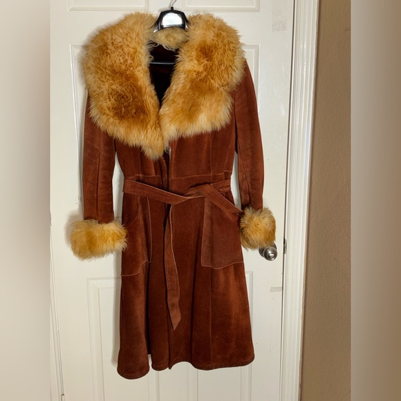 Vintage INSANE GORGEOUS  Rust Colored shearling sheepskin princess coat Size 12 - Picture 11 of 12